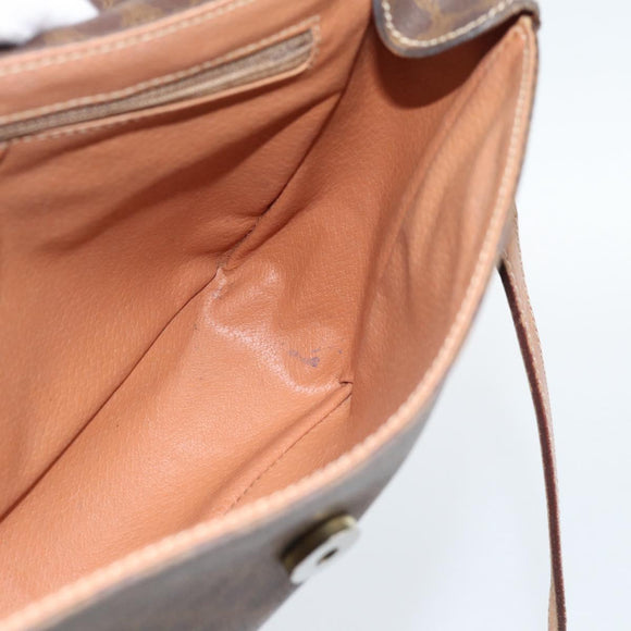 CELINE Macadam Canvas Shoulder Bag PVC Leather Brown Gold Auth 186541