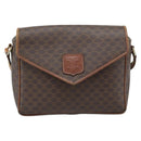 CELINE Macadam Canvas Shoulder Bag PVC Leather Brown Gold Auth 186541-2