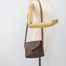 CELINE Macadam Canvas Shoulder Bag PVC Leather Brown Gold Auth 186541-22