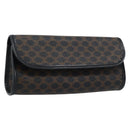 CELINE Macadam Canvas Pouch PVC Leather Black Gold Auth 186542A-1