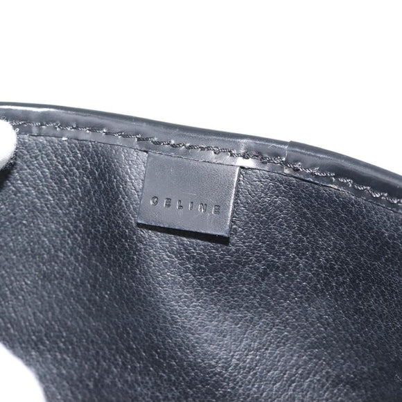 CELINE Macadam Canvas Pouch PVC Leather Black Gold Auth 186542A