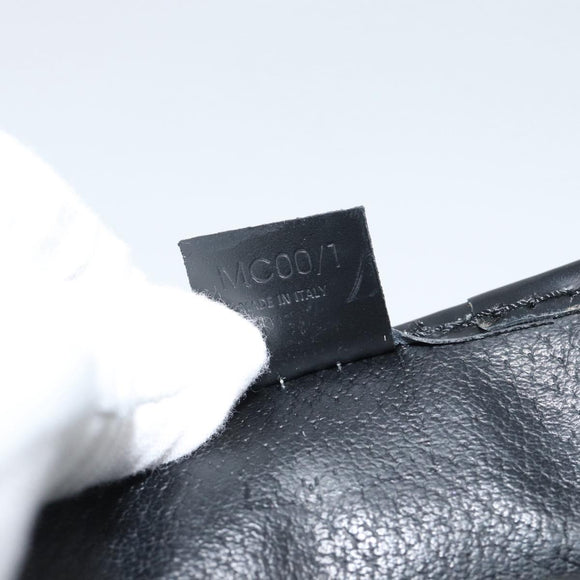 CELINE Macadam Canvas Pouch PVC Leather Black Gold Auth 186542A