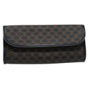 CELINE Macadam Canvas Pouch PVC Leather Black Gold Auth 186542A-13