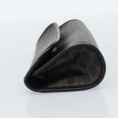 CELINE Macadam Canvas Pouch PVC Leather Black Gold Auth 186542A-3