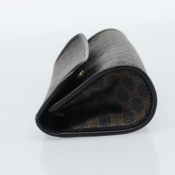 CELINE Macadam Canvas Pouch PVC Leather Black Gold Auth 186542A