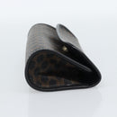 CELINE Macadam Canvas Pouch PVC Leather Black Gold Auth 186542A-4