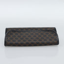CELINE Macadam Canvas Pouch PVC Leather Black Gold Auth 186542A-5