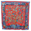 HERMES Carre 90 Scarf ""fantaisies indiennes"" Silk Red Auth 186543-1