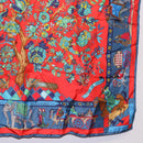 HERMES Carre 90 Scarf ""fantaisies indiennes"" Silk Red Auth 186543-10