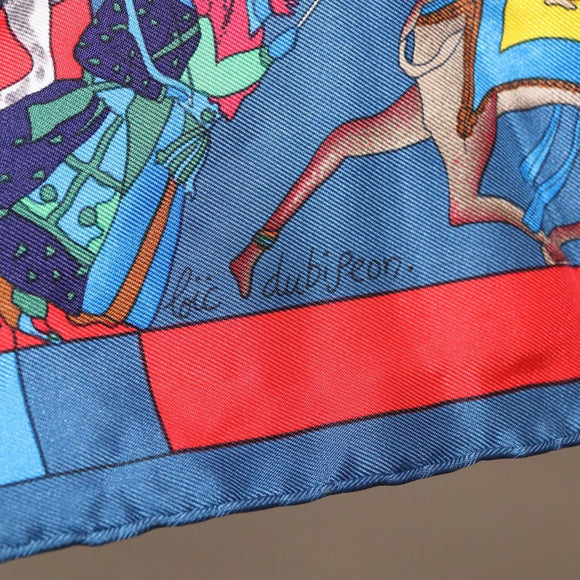 HERMES Carre 90 Scarf ""fantaisies indiennes"" Silk Red Auth 186543