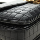 CELINE Chain Shoulder Bag Leather Black Gold Auth 186545SAM-15