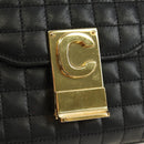 CELINE Chain Shoulder Bag Leather Black Gold Auth 186545SAM-19