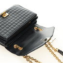 CELINE Chain Shoulder Bag Leather Black Gold Auth 186545SAM-20
