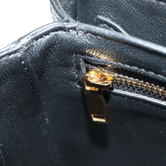 CELINE Chain Shoulder Bag Leather Black Gold Auth 186545SAM