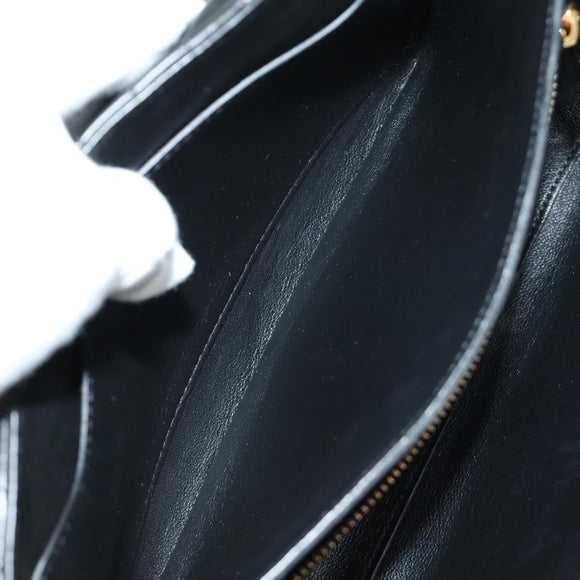 CELINE Chain Shoulder Bag Leather Black Gold Auth 186545SAM