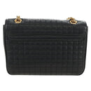 CELINE Chain Shoulder Bag Leather Black Gold Auth 186545SAM-2