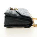 CELINE Chain Shoulder Bag Leather Black Gold Auth 186545SAM-4