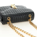 CELINE Chain Shoulder Bag Leather Black Gold Auth 186545SAM-6