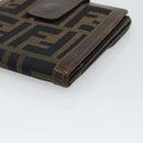 FENDI Zucca Canvas Bifold Wallet Black Brown Auth 186546-15