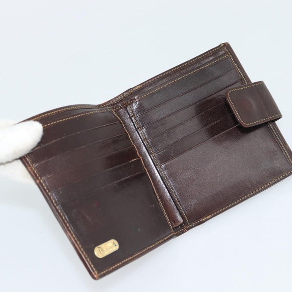 FENDI Zucca Canvas Bifold Wallet Black Brown Auth 186546