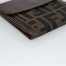 FENDI Zucca Canvas Bifold Wallet Black Brown Auth 186546-14