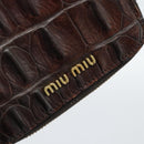Miu Miu Day Planner Cover Leather Croco Embossed Brown Gold Auth 186547A-17