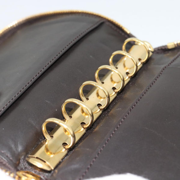 Miu Miu Day Planner Cover Leather Croco Embossed Brown Gold Auth 186547A