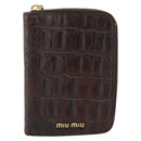 Miu Miu Day Planner Cover Leather Croco Embossed Brown Gold Auth 186547A-13