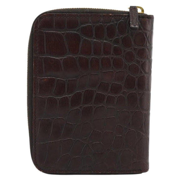 Miu Miu Day Planner Cover Leather Croco Embossed Brown Gold Auth 186547A