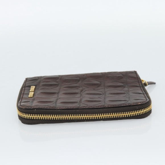 Miu Miu Day Planner Cover Leather Croco Embossed Brown Gold Auth 186547A