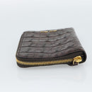 Miu Miu Day Planner Cover Leather Croco Embossed Brown Gold Auth 186547A-5