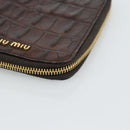 Miu Miu Day Planner Cover Leather Croco Embossed Brown Gold Auth 186547A-7