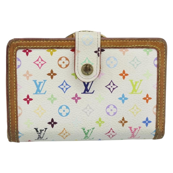 LOUIS VUITTON Multicolor Porte MonnaieViennois Wallet White M92987 Auth 186548