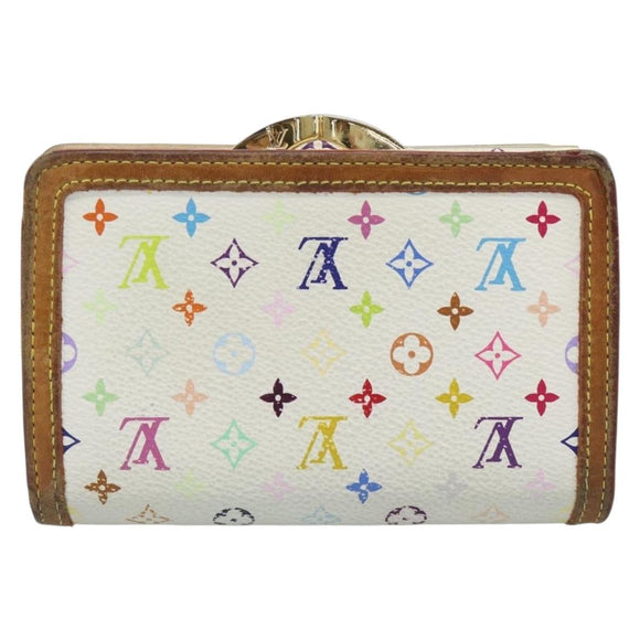 LOUIS VUITTON Multicolor Porte MonnaieViennois Wallet White M92987 Auth 186548