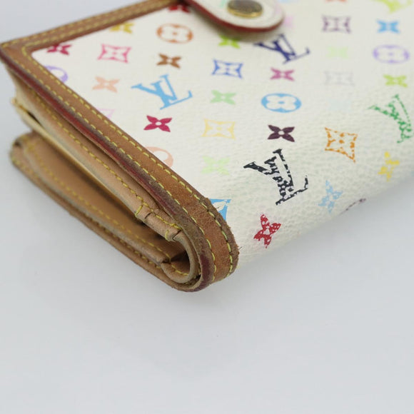 LOUIS VUITTON Multicolor Porte MonnaieViennois Wallet White M92987 Auth 186548