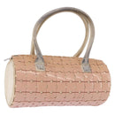 CHANEL Puzzle Hand Bag Leather Pink Silver CC Auth 186552-1