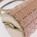 CHANEL Puzzle Hand Bag Leather Pink Silver CC Auth 186552-14