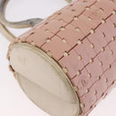 CHANEL Puzzle Hand Bag Leather Pink Silver CC Auth 186552-16