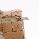 CHANEL Puzzle Hand Bag Leather Pink Silver CC Auth 186552-18