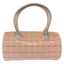 CHANEL Puzzle Hand Bag Leather Pink Silver CC Auth 186552-13
