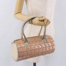 CHANEL Puzzle Hand Bag Leather Pink Silver CC Auth 186552-23