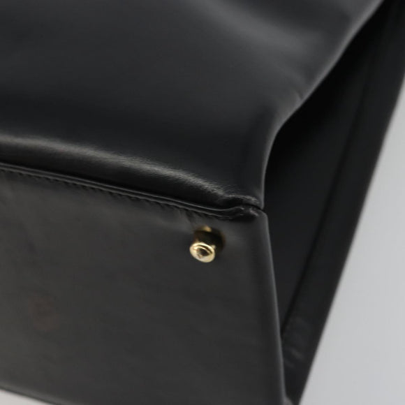 GUCCI Tote Bag Leather Black Gold 002 2046 0332 Auth 186559