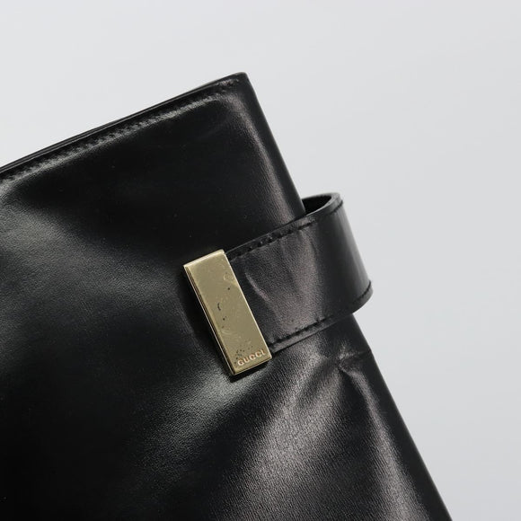 GUCCI Tote Bag Leather Black Gold 002 2046 0332 Auth 186559