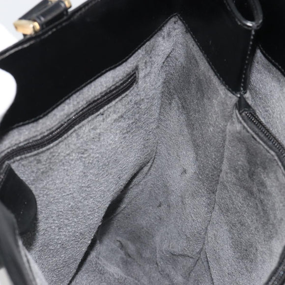 GUCCI Tote Bag Leather Black Gold 002 2046 0332 Auth 186559