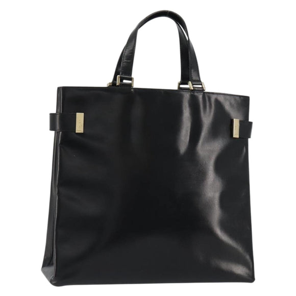 GUCCI Tote Bag Leather Black Gold 002 2046 0332 Auth 186559