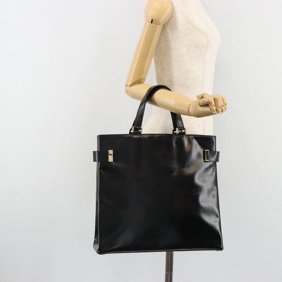 GUCCI Tote Bag Leather Black Gold 002 2046 0332 Auth 186559