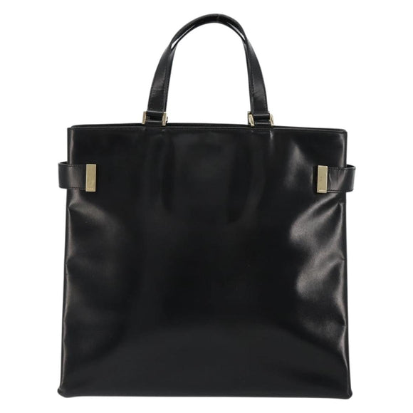 GUCCI Tote Bag Leather Black Gold 002 2046 0332 Auth 186559