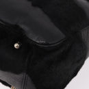 FENDI Hand Bag Harako Leather Black Silver Auth 186561A-15