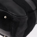 FENDI Hand Bag Harako Leather Black Silver Auth 186561A-17