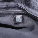 FENDI Hand Bag Harako Leather Black Silver Auth 186561A-18